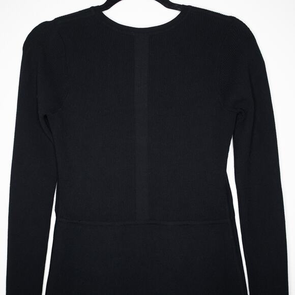 RICK OWENS Black Scarpa Pocket Faux Wrap Skirt Knit Midi Pencil Dress SZ 6 US - Picture 10 of 11
